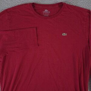 Lacoste Shirt Men 7/XXL Red Long Sleeve Pima Crew Neck Casual Outdoor Preppy Tee